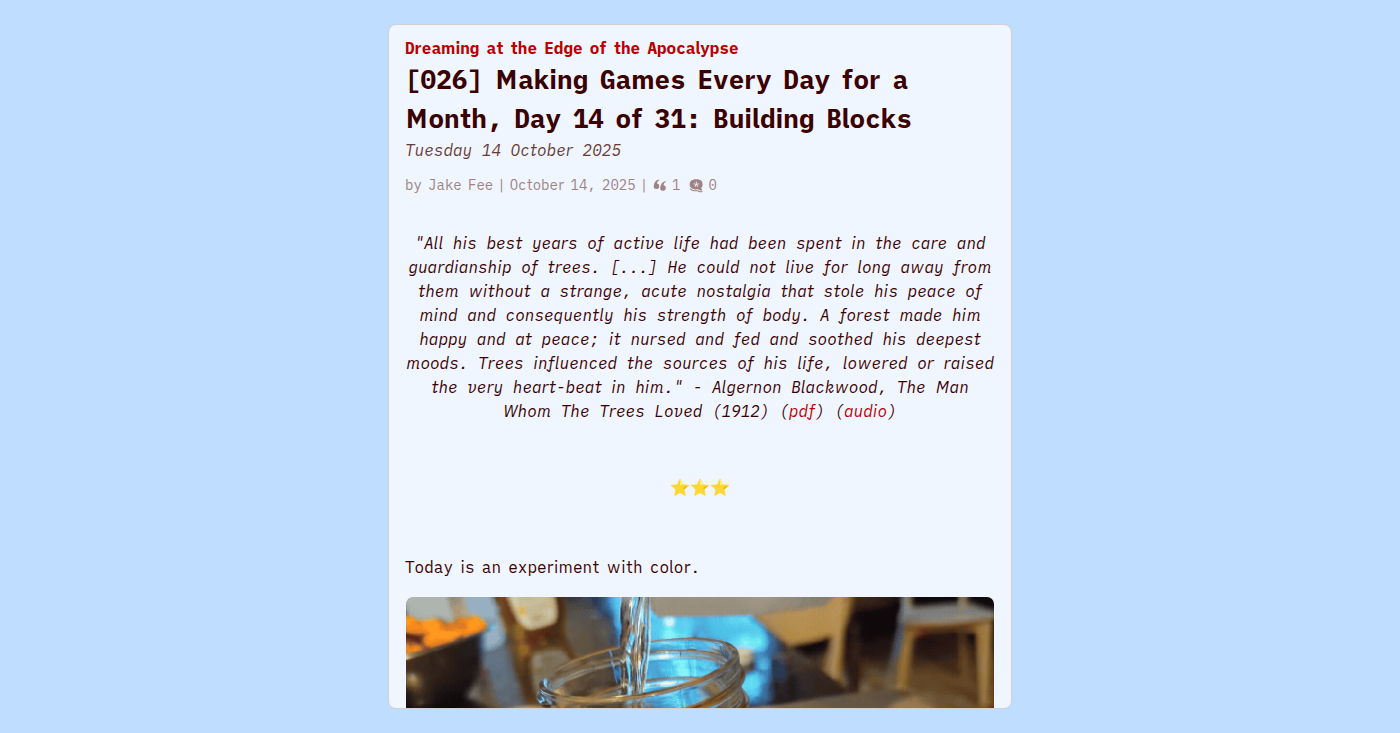 Making Games Every Day for a Month, Day 14 of 31: Building Blocks