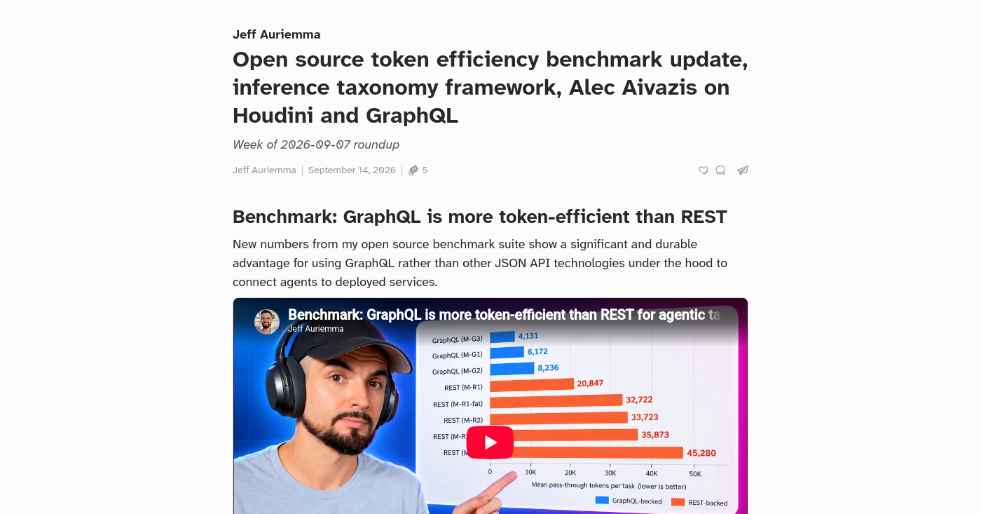 Open source token efficiency benchmark update, inference taxonomy framework, Alec Aivazis on Houdini and GraphQL