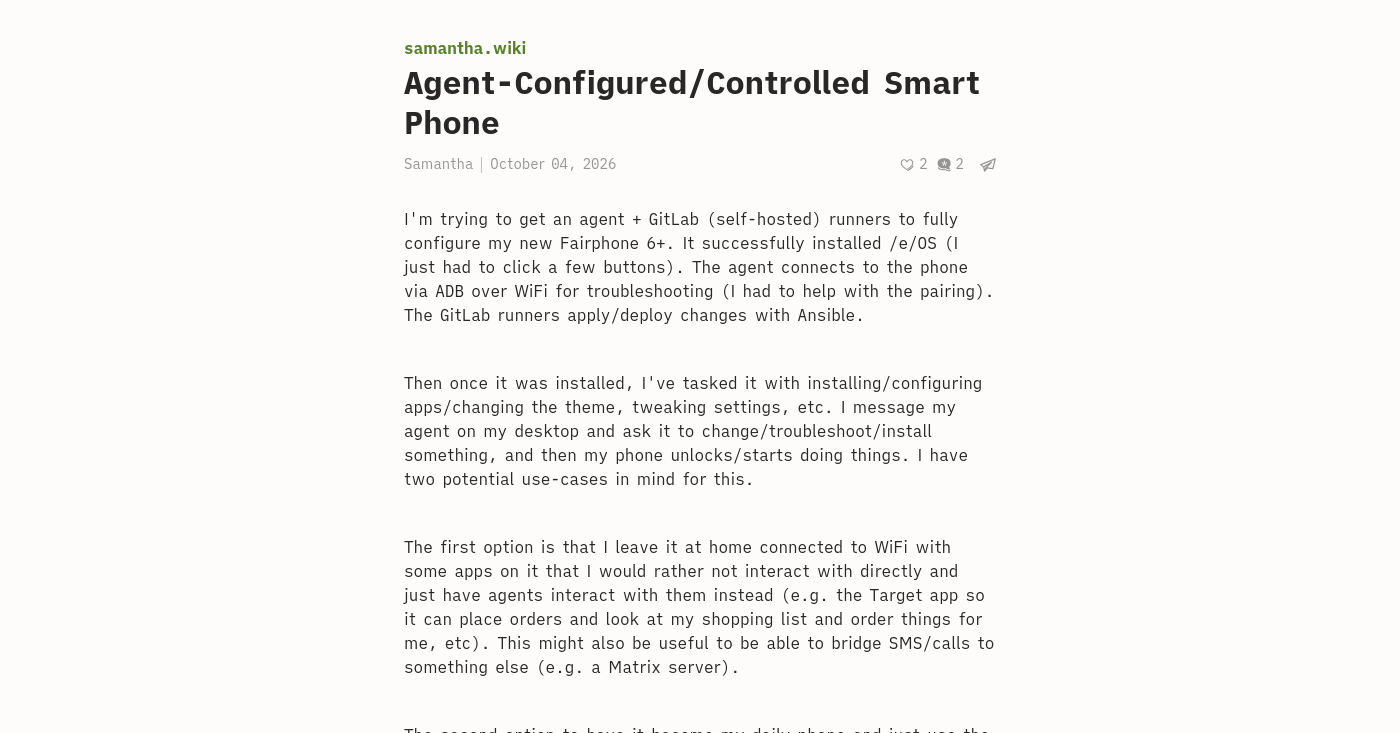 Agent-Configured/Controlled Smart Phone - samantha.wiki