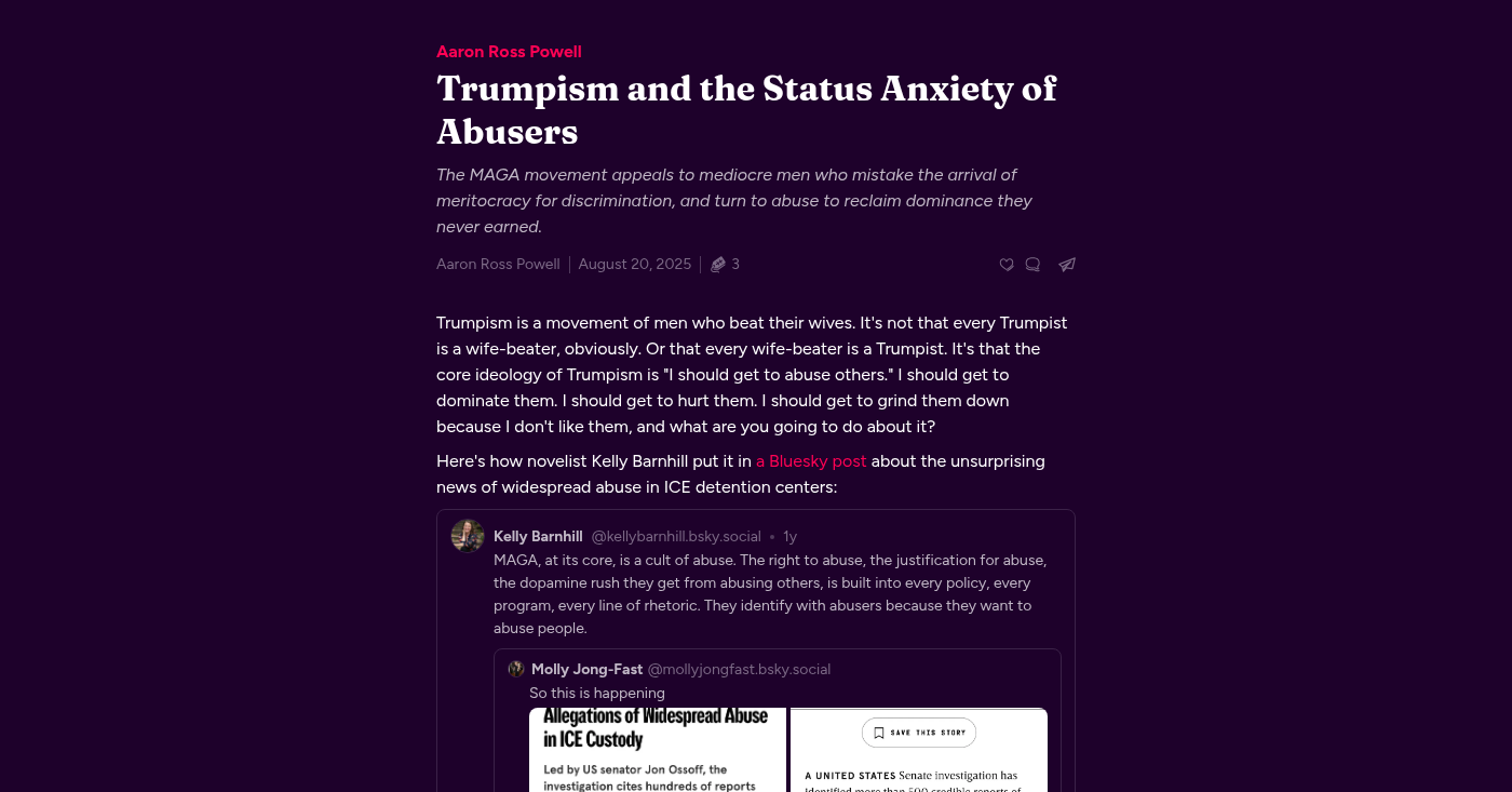 Trumpism and the Status Anxiety of Abusers - Aaron Ross Powell